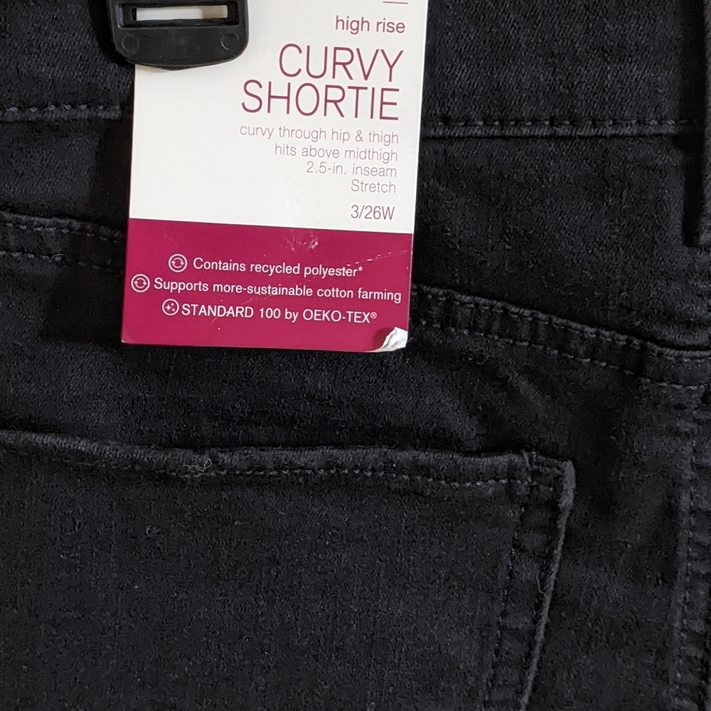 🔖NWT! SO Curvy High Rise Shortie Shorts Black Jean Denim - Picture 9 of 15